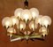 Mid-Century Glass Globes and Brass Chandelier 5