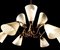 Lámpara de araña alemana con forma de mariposa de latón y vidrio artístico, años 50, Imagen 2