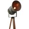 Vintage Industrial Gray Wooden Tripod Spotlight Floor Lamp, Image 3