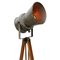 Vintage Industrial Gray Wooden Tripod Spotlight Floor Lamp, Image 8