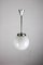 Small Bauhaus Opaline Glass Sphere Pendant Lamp, 1940s 1