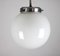 Small Bauhaus Opaline Glass Sphere Pendant Lamp, 1940s 3