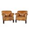Vintage Dutch Sheepskin Leather Club Chairs, Set of 2, Image 1