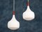 Mid-Century Danish Opaline Glass and Teak Pendant Lamps from Holmegaard, 1960s, Set of 2, Image 2