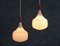 Mid-Century Danish Opaline Glass and Teak Pendant Lamps from Holmegaard, 1960s, Set of 2 3