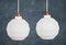 Mid-Century Danish Opaline Glass and Teak Pendant Lamps, 1960s, Set of 2 1