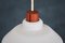 Mid-Century Danish Opaline Glass and Teak Pendant Lamps, 1960s, Set of 2, Image 4