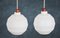 Mid-Century Danish Opaline Glass and Teak Pendant Lamps, 1960s, Set of 2 2