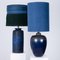 Large Ceramic Table Lamp with Silk Lampshade, 1960s 6