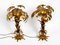 Gold-Plated Metal Palm Table Lamps by Hans Kögl for Hans Kögl, 1970s, Set of 2 1