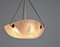 Art Deco Scandinavian Frosted Glass & Brass Bowl Chandelier, 1930s 7