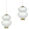 Danish Modern Glass Snowball Pendant Lamps by Bent Karlby for Lyfa, 1940s, Set of 2 1