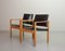 Brutalist Scandinavian Solid Oak and Black Leather Dining Chairs, 1960s, Set of 2 4