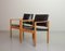 Brutalist Scandinavian Solid Oak and Black Leather Dining Chairs, 1960s, Set of 2, Image 4