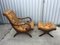 Chesterfield Armchair with Pouf Set, 1950s, Set of 2 1