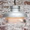 Vintage Industrial Gray Metal and Clear Striped Glass Pendant Lamp from Holophane 6