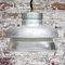 Vintage Industrial Gray Metal and Clear Striped Glass Pendant Lamp from Holophane 9