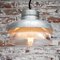 Lámpara colgante industrial vintage de metal gris y vidrio rayado de Holophane, Imagen 3