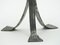 Mesa pedestal con bandejas Art Déco de acero martillado y madera, años 40, Imagen 7