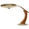 Mid-Century Oak and Gold Desk Lamp from Fase, Madrid, 1950s 1