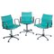 Chrome-Plated Steel and Leatherette Adjustable Desk Chairs, 1960s, Set of 3 1