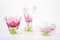 Pink Glass Vase and Bowls by Josef M. Hospodka for Sklarny Chribska, 1960s, Set of 3 14