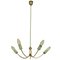 Art Deco Italian Gilt Brass and Painted Brass 5-Light Ceiling Lamp, 1920s 1