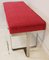 Vintage Steel and Red Fabric Bench, 1970s 2