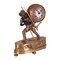 Vintage Table Clock with Dark-Haired Kid in Bronze and Iron 1