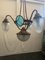 Jugendstil Deckenlampe aus Metall, Bronze und Graviertem Glas 4