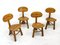 French Modern 3-Legged Chairs & Table in Solid Oak, 1970s, Set of 5 45