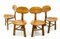 French Modern 3-Legged Chairs & Table in Solid Oak, 1970s, Set of 5, Image 12