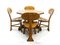 Französische moderne dreibeinige Stühle & Tisch aus massiver Eiche, 1970er, 5er Set 7