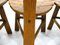 French Modern 3-Legged Chairs & Table in Solid Oak, 1970s, Set of 5 42