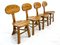 French Modern 3-Legged Chairs & Table in Solid Oak, 1970s, Set of 5, Image 44