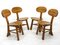 French Modern 3-Legged Chairs & Table in Solid Oak, 1970s, Set of 5 46