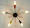 Mid-Century Brass and Colored Plastic Sputnik Ceiling Lamp, 1950s, Image 7