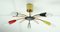 Mid-Century Brass and Colored Plastic Sputnik Ceiling Lamp, 1950s, Image 1