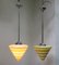 Lámparas de techo Bauhaus vintage de vidrio y cromo. Juego de 2, Imagen 9