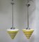 Vintage Bauhaus Deckenlampen aus Glas & Chrom, 2er Set 2