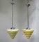 Vintage Bauhaus Flashed Glass and Chrome Ceiling Lamps, Set of 2, Image 2