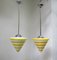 Vintage Bauhaus Flashed Glass and Chrome Ceiling Lamps, Set of 2, Image 1
