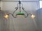 Antique Burnished Metal, Bronze, and Blown Glass Ceiling Lamp 2