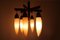 Lampada da soffitto in legno, ottone e vetro, anni '50, Immagine 19