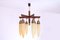 Lampada da soffitto in legno, ottone e vetro, anni '50, Immagine 6