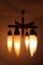 Lampada da soffitto in legno, ottone e vetro, anni '50, Immagine 14