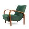 Vintage Green Fabric and Oak Armchair by Kropacek & Kozelka for Interier Praha, 1944 8