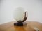 Vintage Wood and Glass Round Table Lamp, Czechoslovakia, 1970s, Image 5