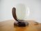 Vintage Wood and Glass Round Table Lamp, Czechoslovakia, 1970s, Image 10