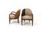 French Wood and Fabric Lounge Chairs, 1950s, Set of 2 2
